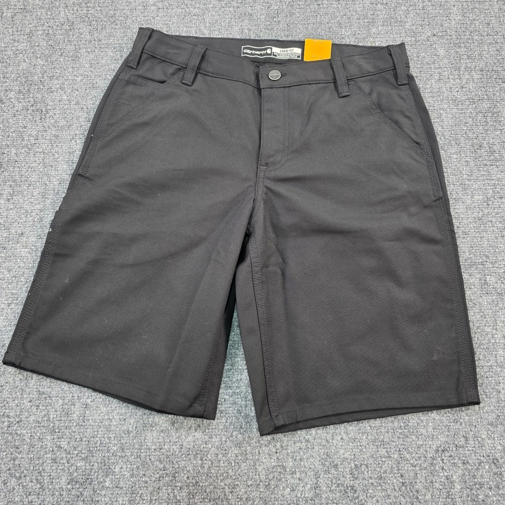 Carhartt Rugged Flex Canvas Work Shorts‎ Womens Size 8 Loose Fit Black